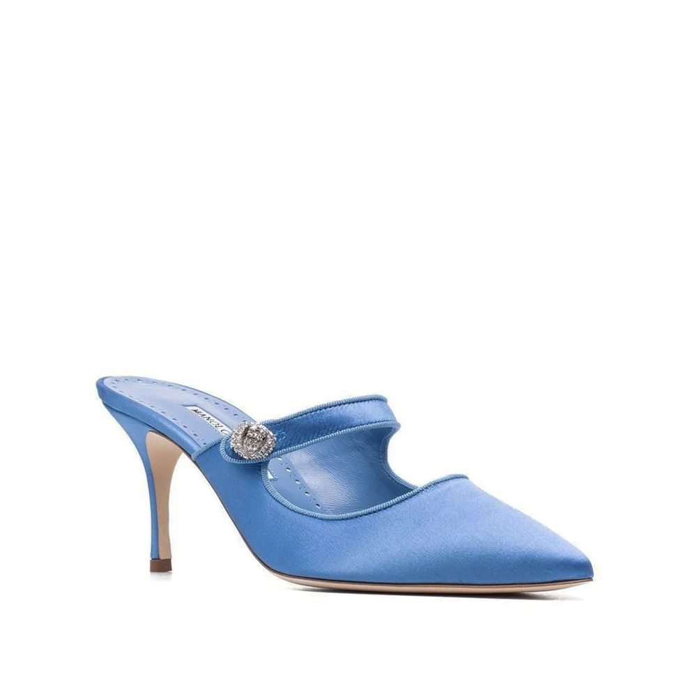 Blue Silk Mules