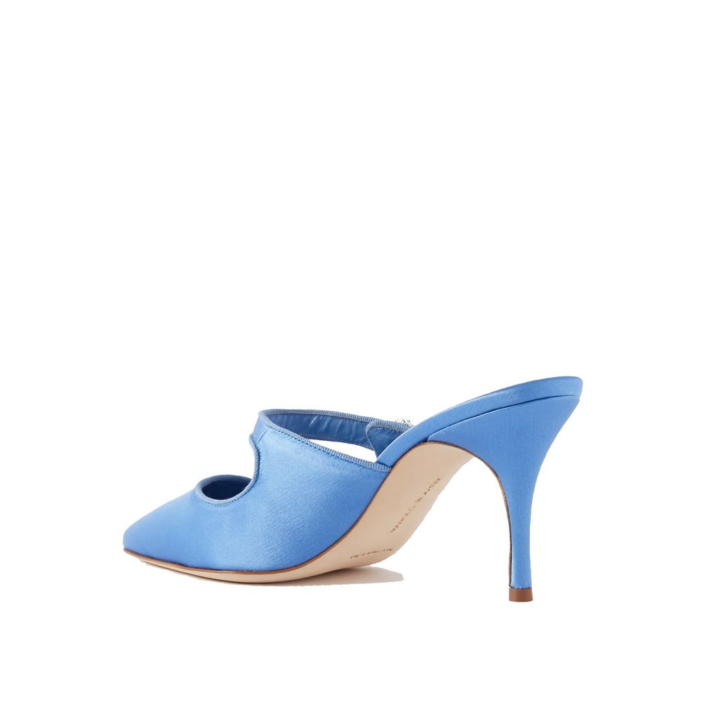 Blue Silk Mules