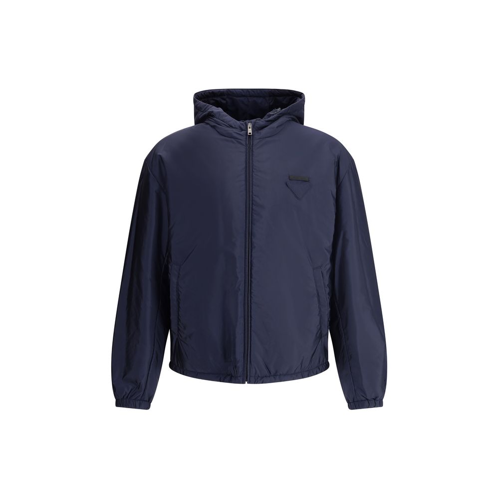 Blue Polyester Full-Length Jacket