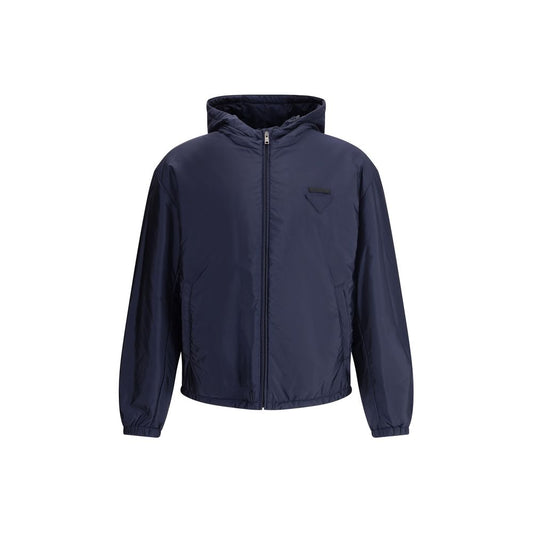 Blue Polyester Full-Length Jacket