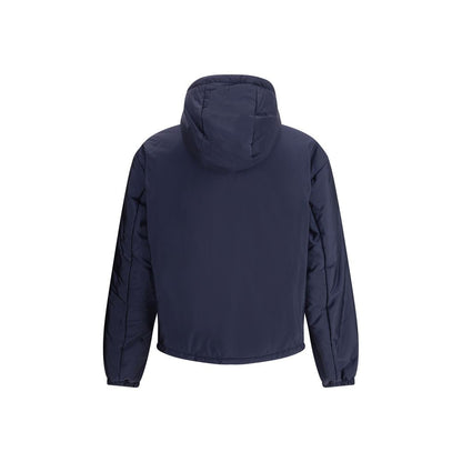 Blue Polyester Full-Length Jacket