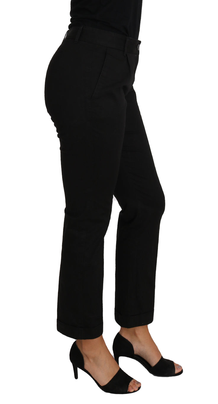 Elegant Black Cotton Dress Pants