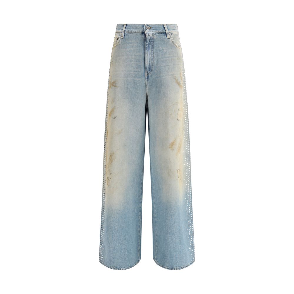 Light Blue Cotton Boyfriend Jeans