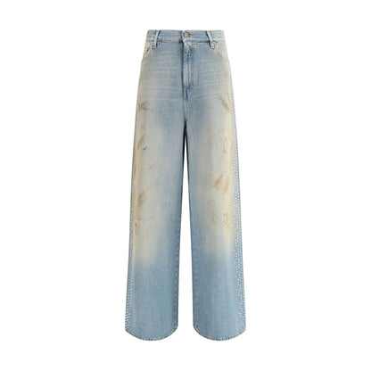 Light Blue Cotton Boyfriend Jeans