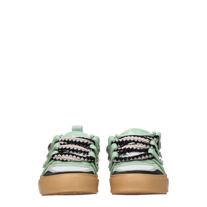 Green Leather Low Top Sneakers