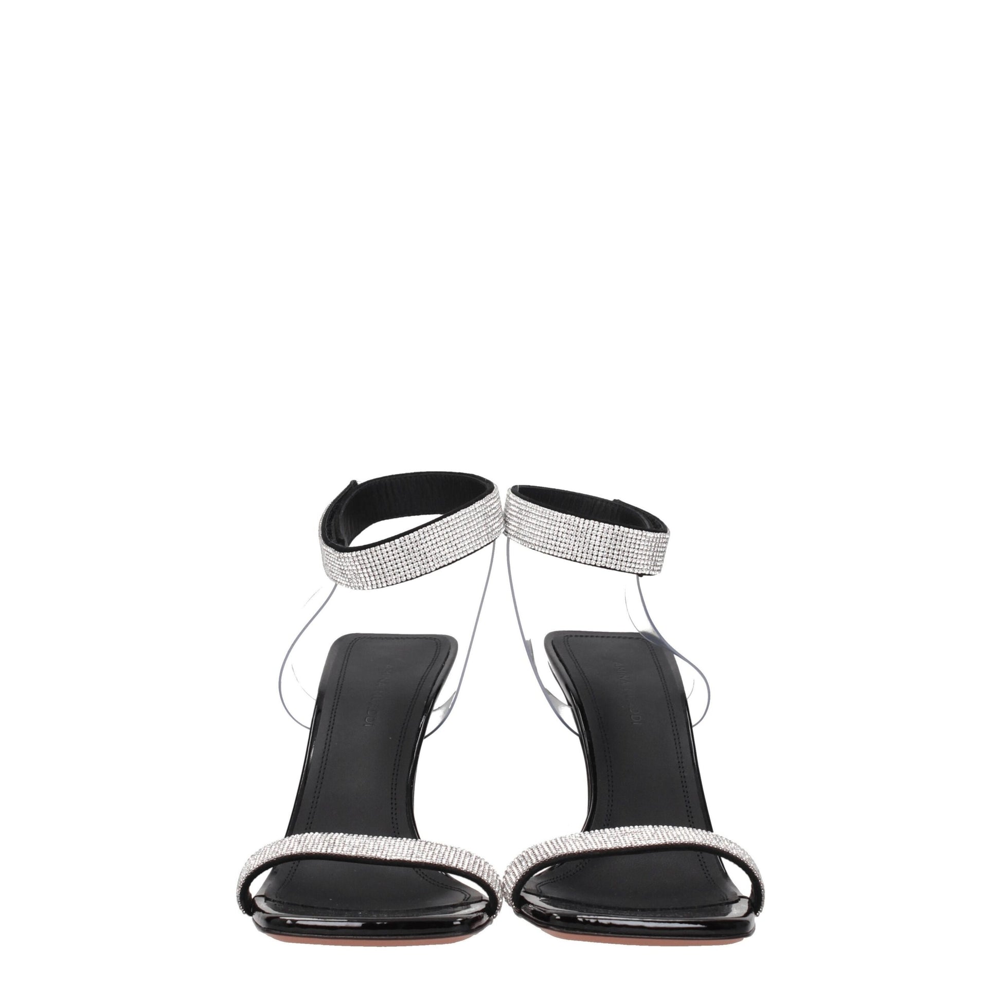 Black Crystals Stiletto Heel Sandals