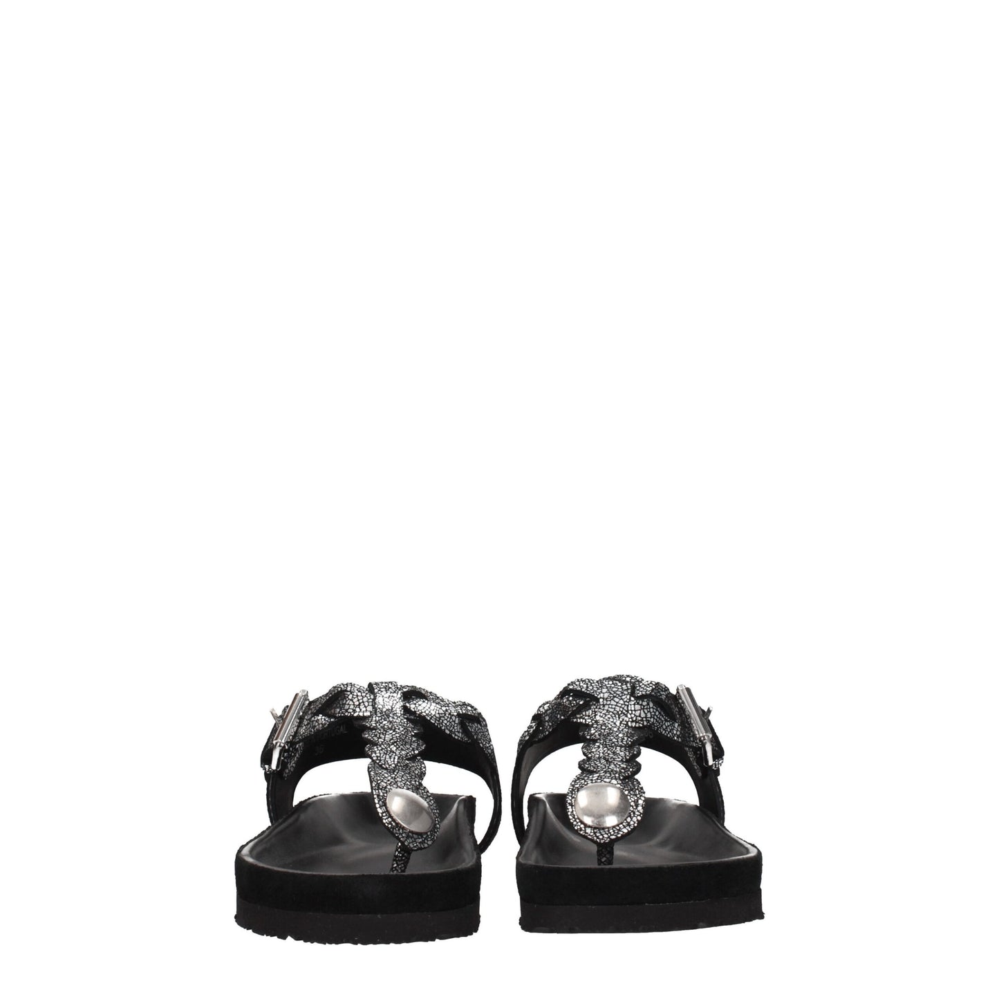 Black Leather Flip-Flop Sandals