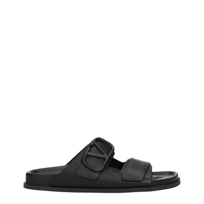 Black Leather Slippers
