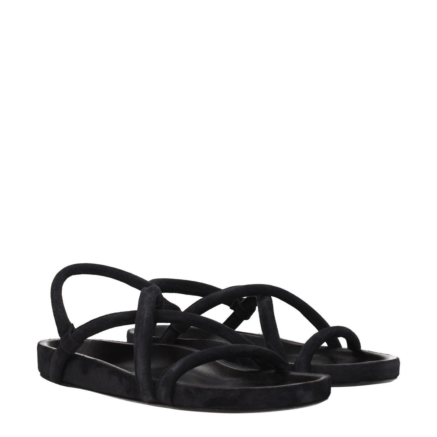Black Leather Flat Sandals