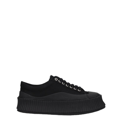 Black Fabric Chunky Sneakers