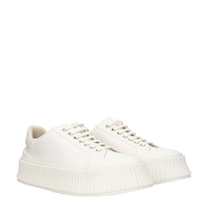 White Fabric Platform Sneakers