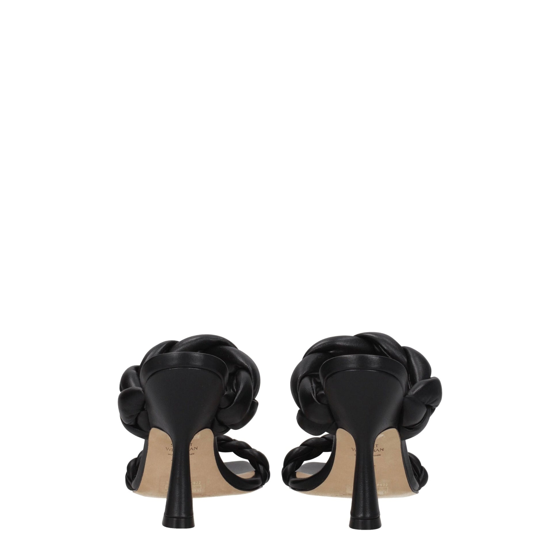 Black Leather Stiletto Heel Sandals