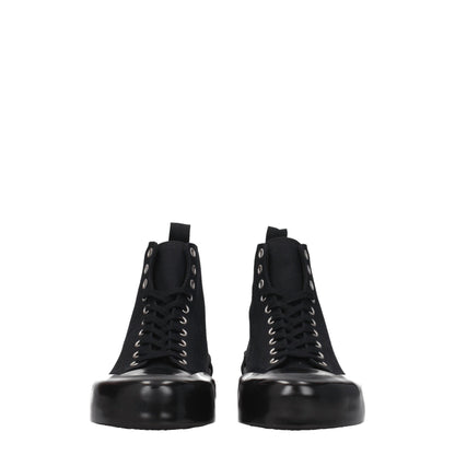 Black Fabric High Top Sneakers