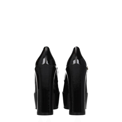 Black Leather Platform Pumps