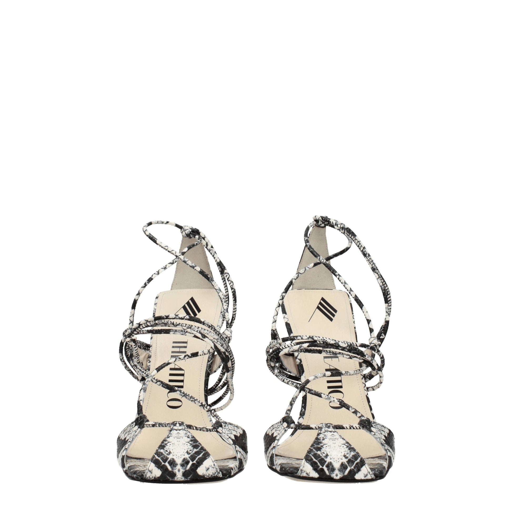 White Leather Stiletto Heel Sandals