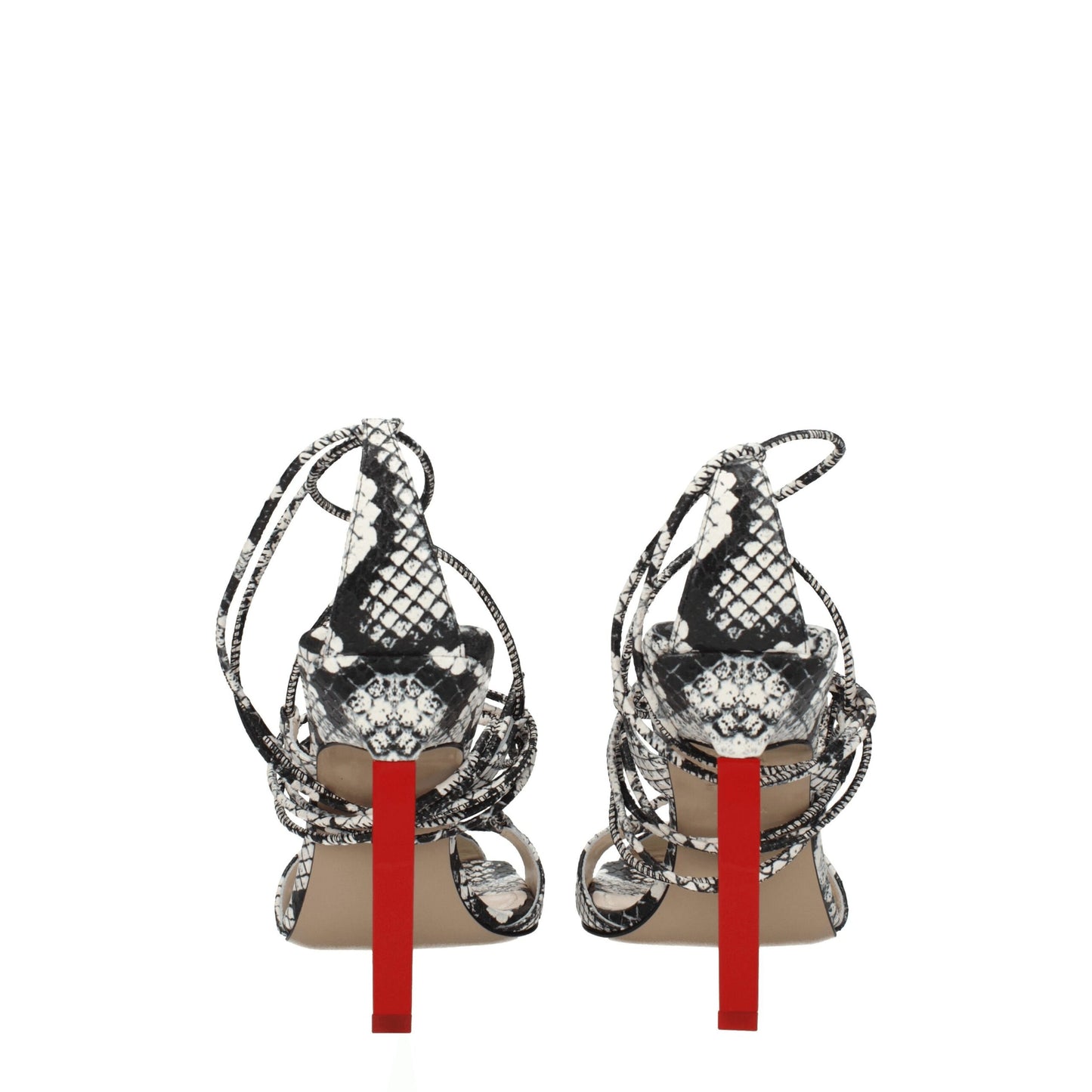 White Leather Stiletto Heel Sandals