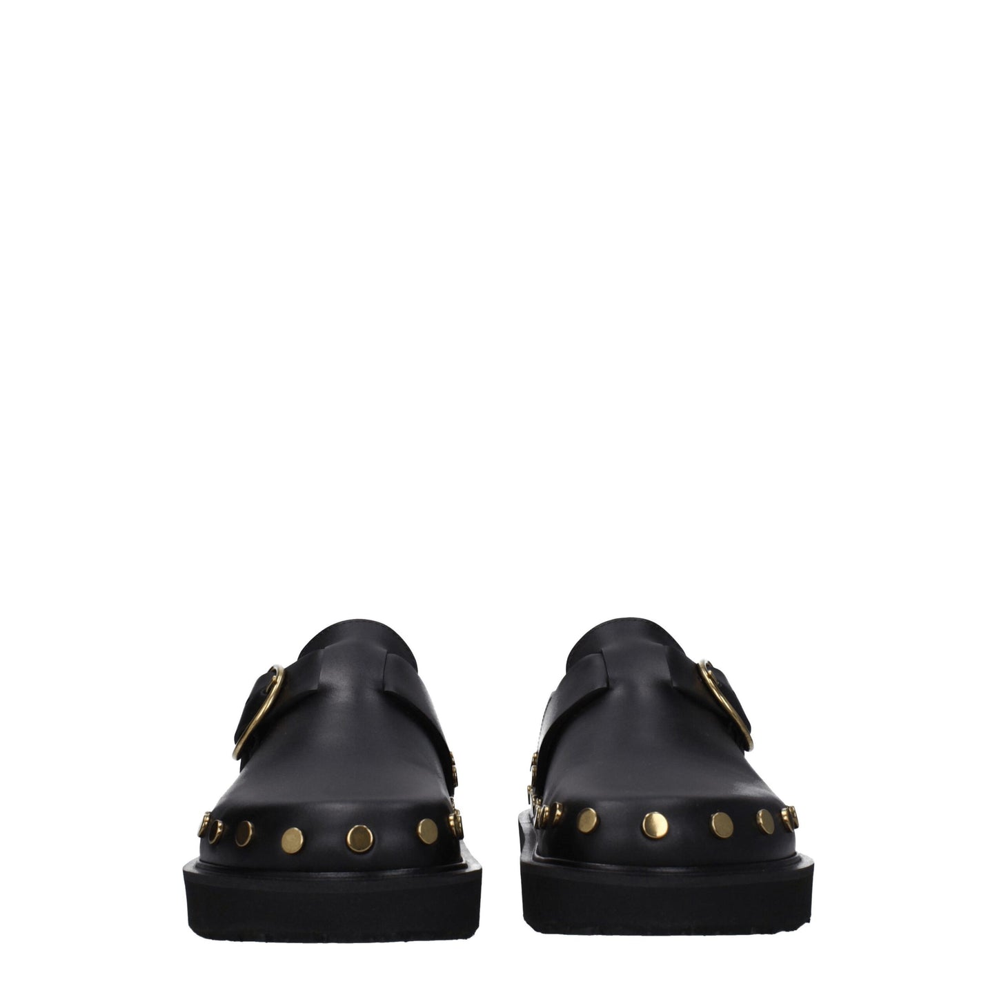 Black Leather Slippers