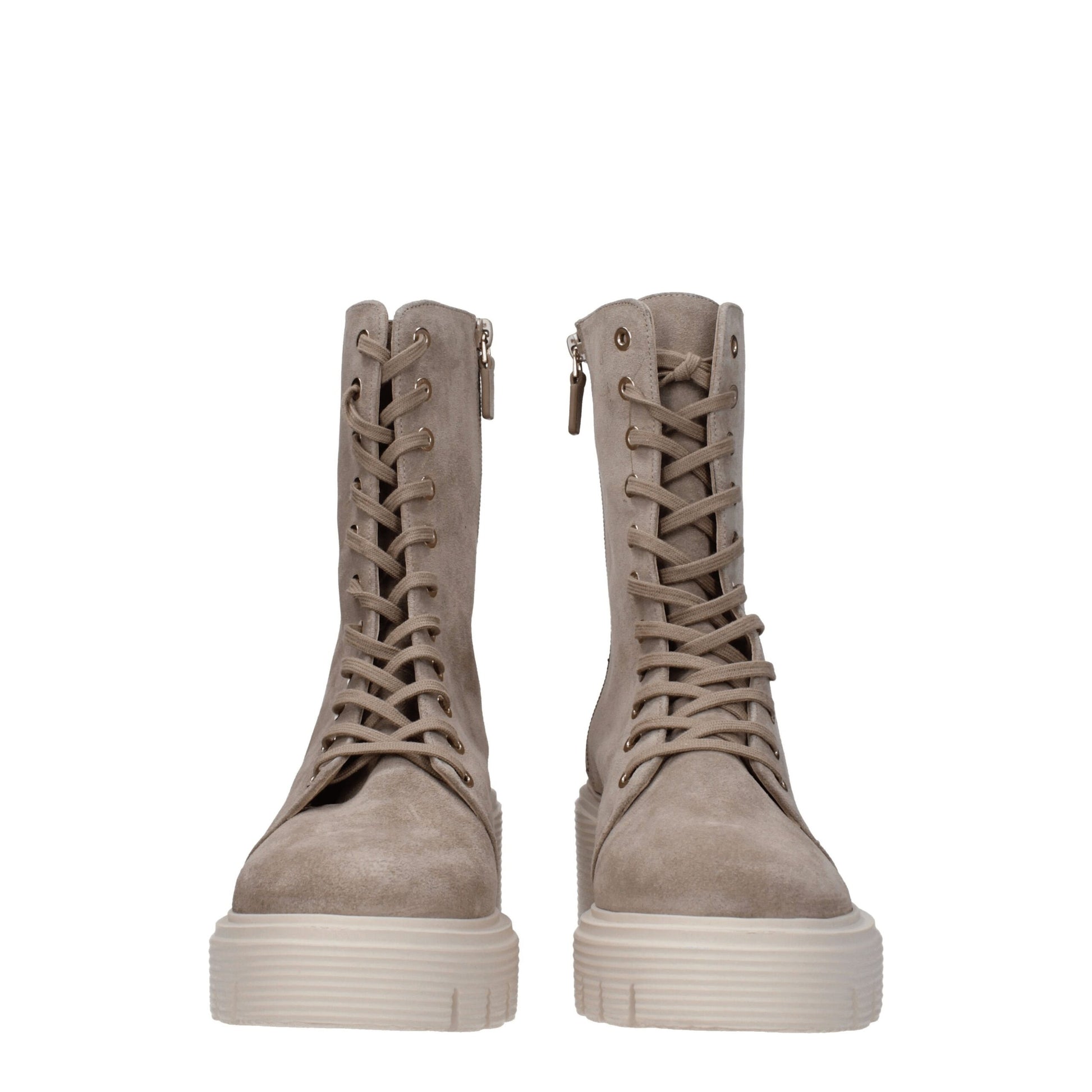 Beige Leather Ankle Boots