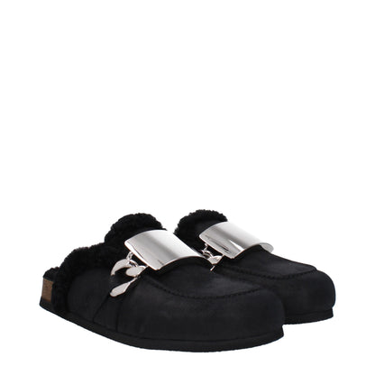 Black Leather Slippers
