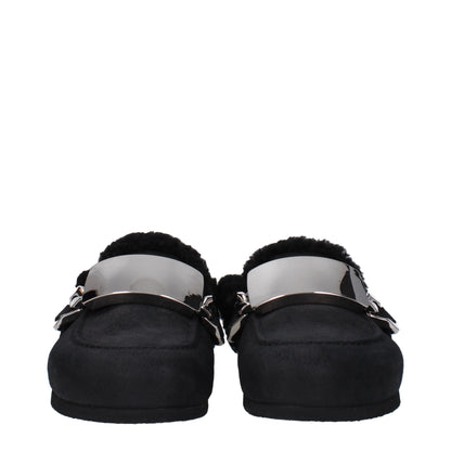 Black Leather Slippers