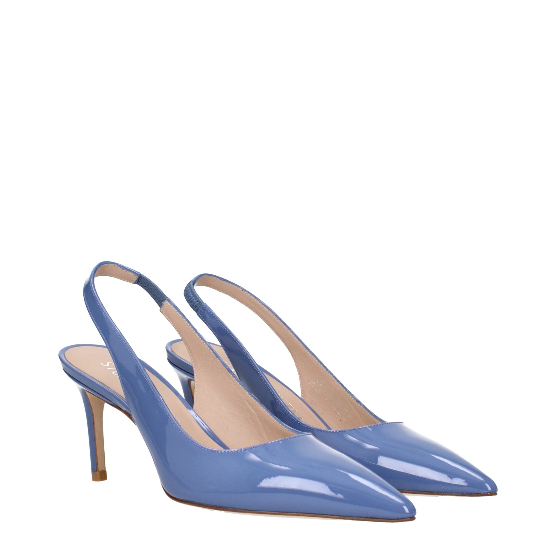 Light Blue Leather High Heel Pumps