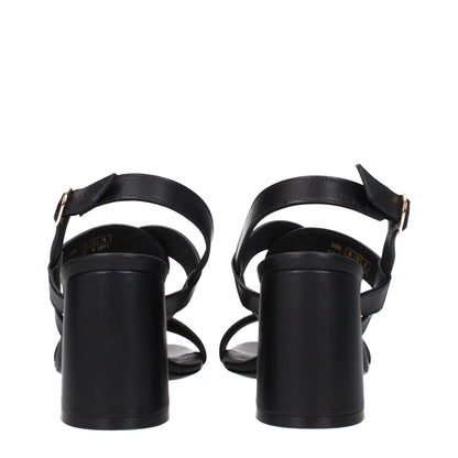 Black Leather Platform Sandals