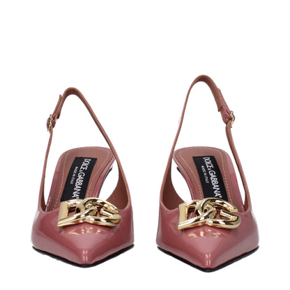 Pink Leather High Heel Pumps