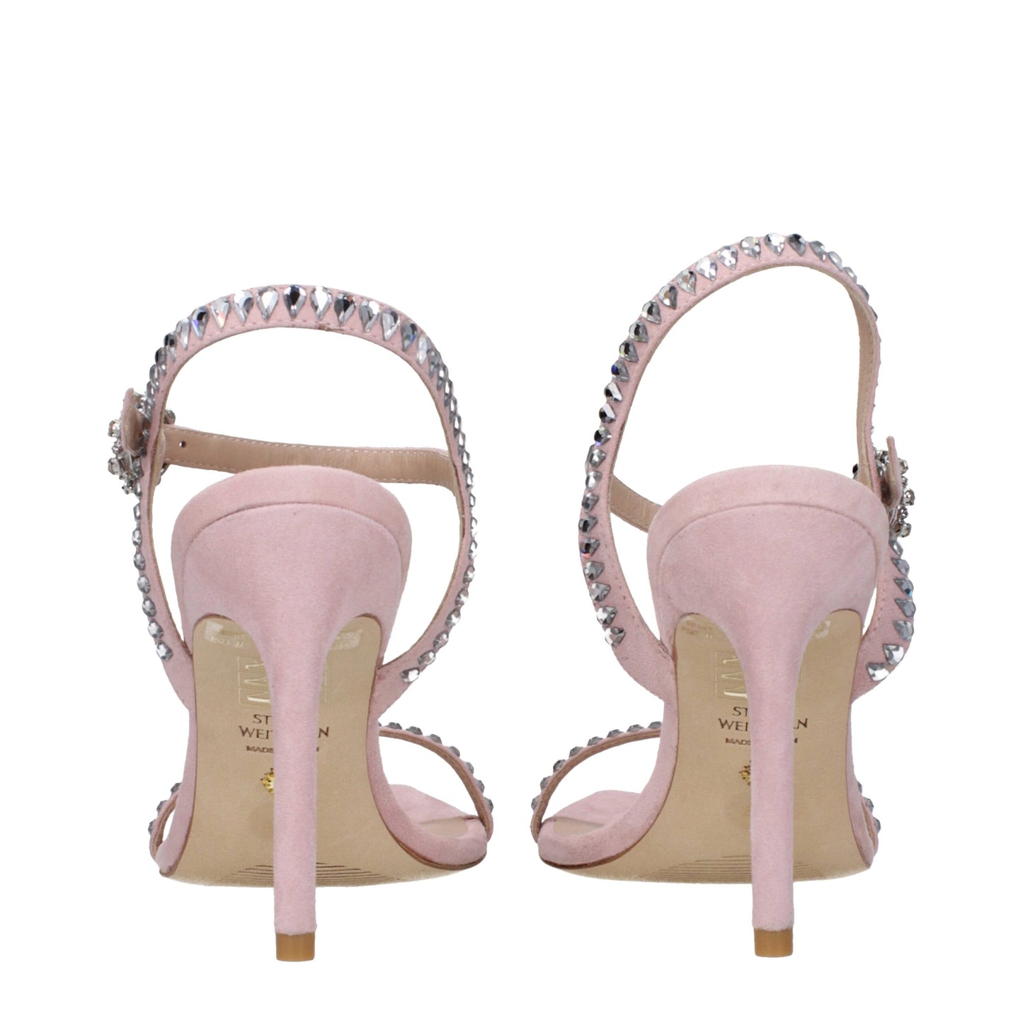 Pink Leather Stiletto Heel Sandals
