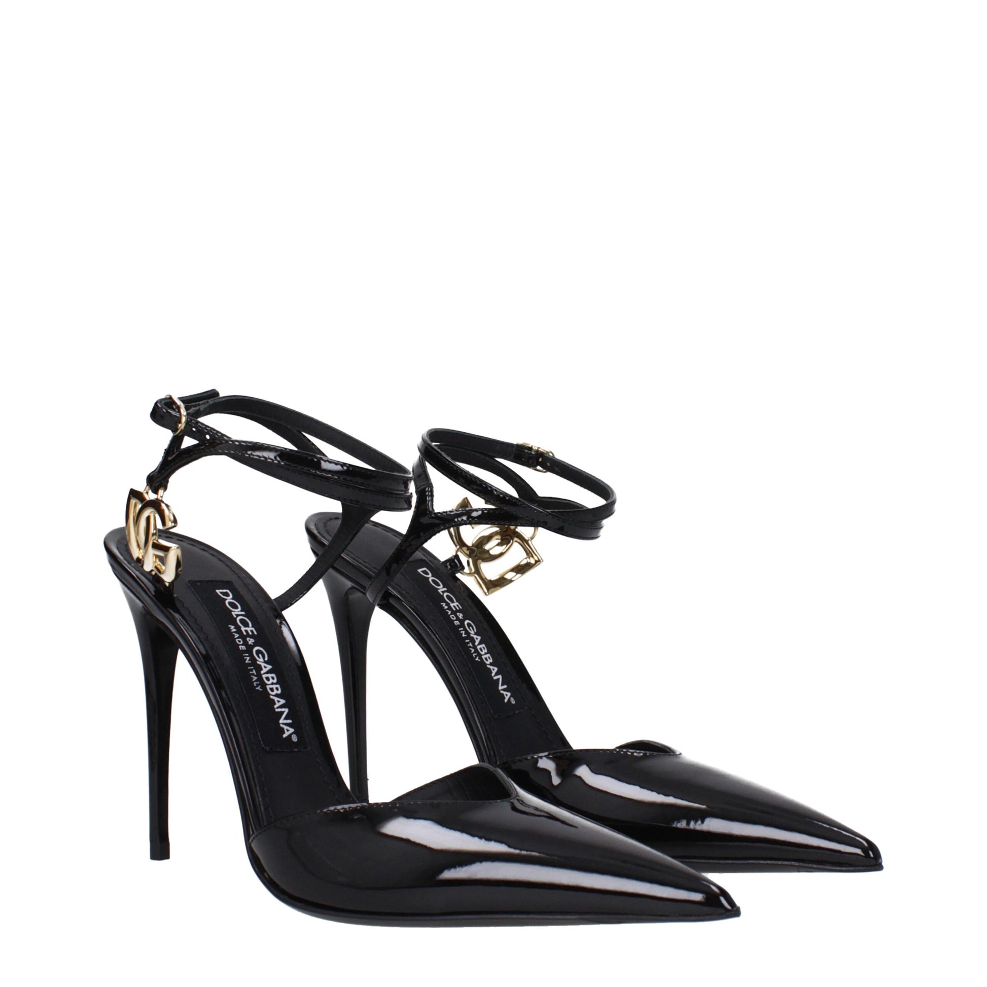Black Leather Stiletto Heel Sandals
