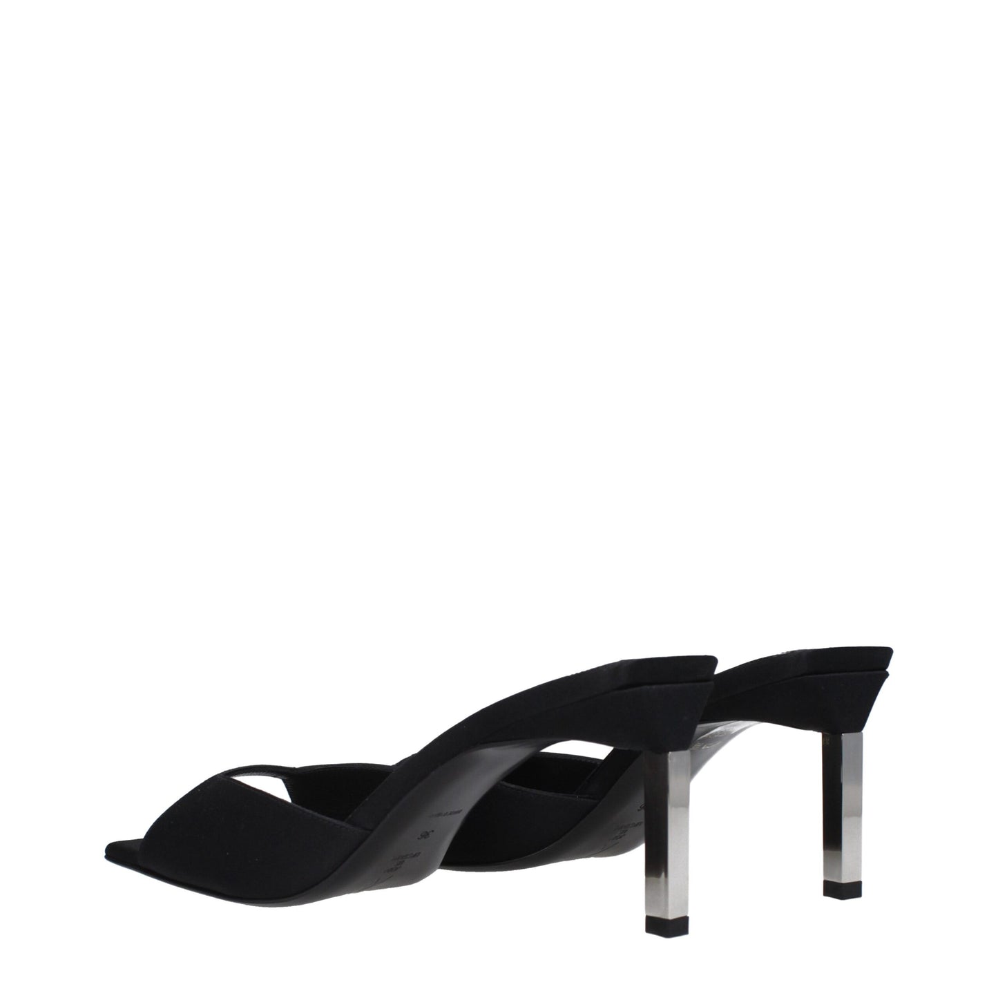 Black Satin Stiletto Heel Sandals