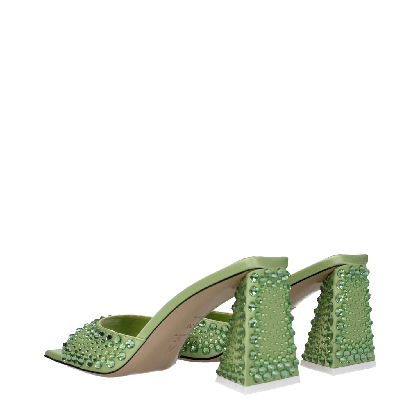 Green Satin Stiletto Heel Sandals