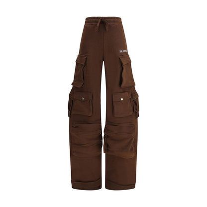 Brown Cotton Casual Pants