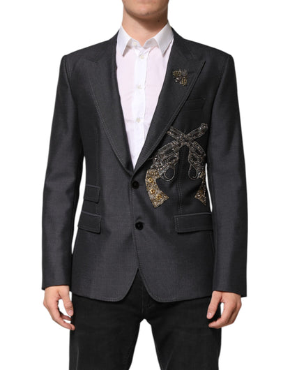 Dark Gray Bee Embroidery SICILIA Coat Blazer