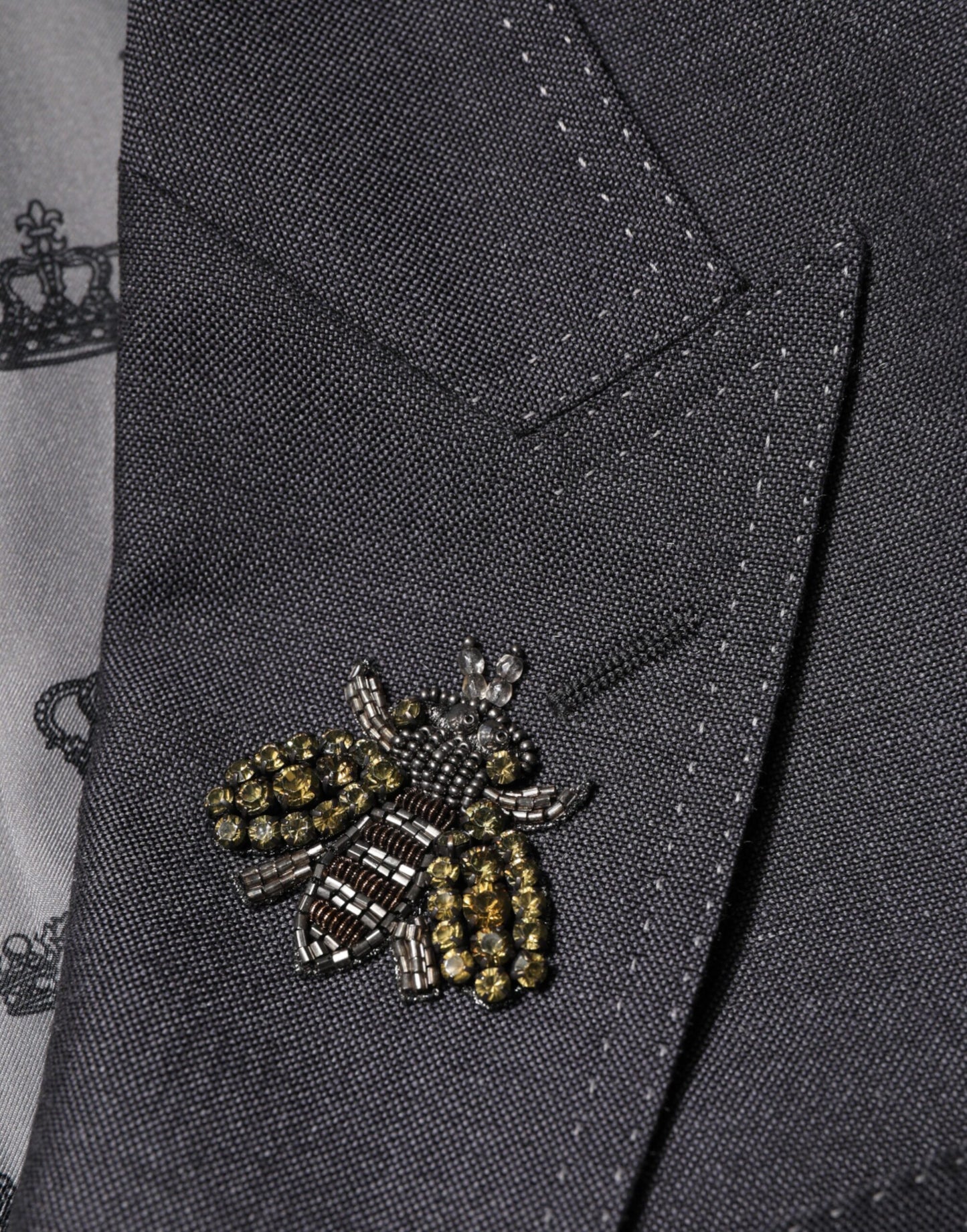 Dark Gray Bee Embroidery SICILIA Coat Blazer