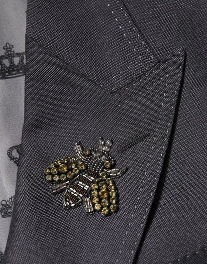 Dark Gray Bee Embroidery SICILIA Coat Blazer