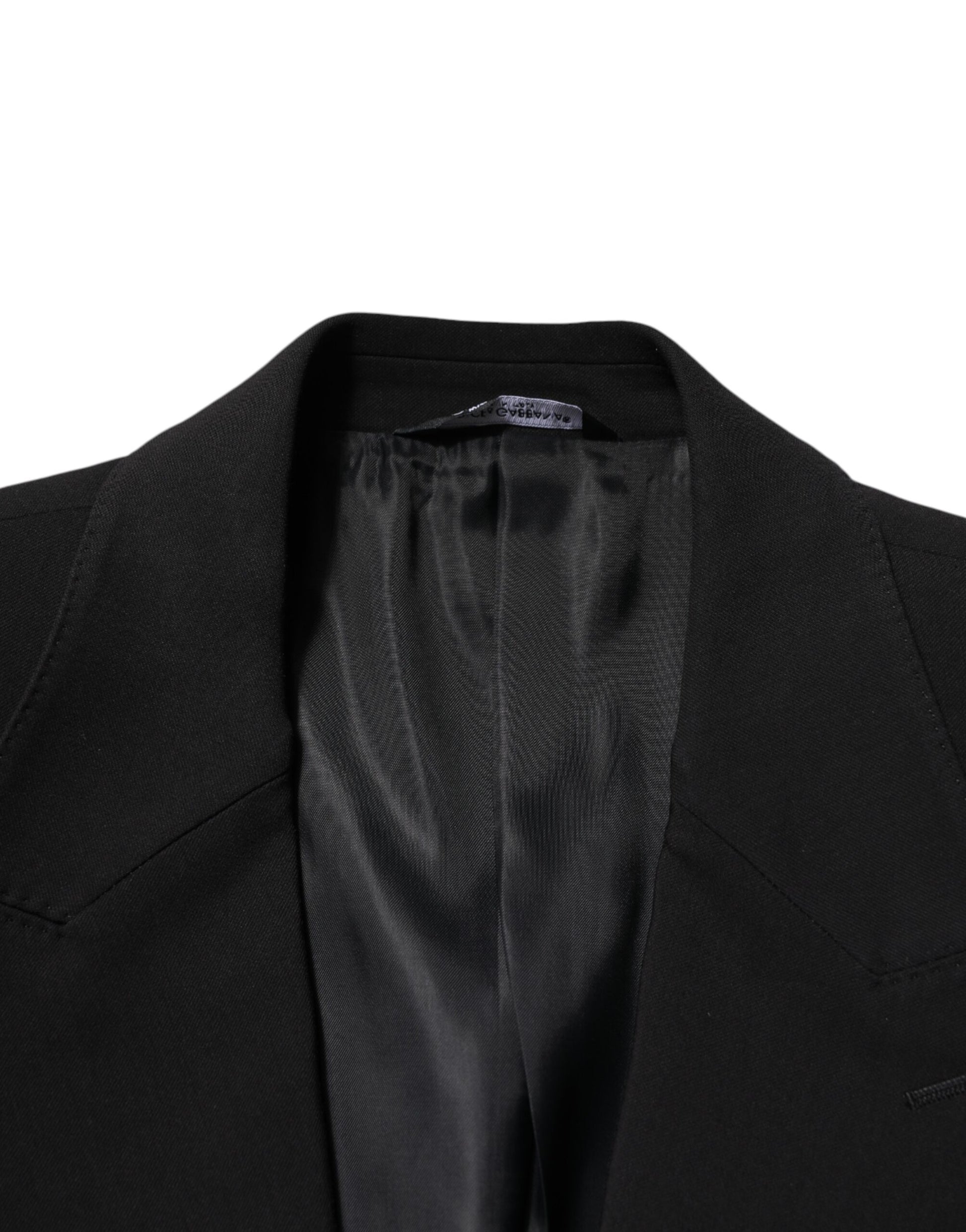 Black Cotton Single Breasted 2 Piece Suit