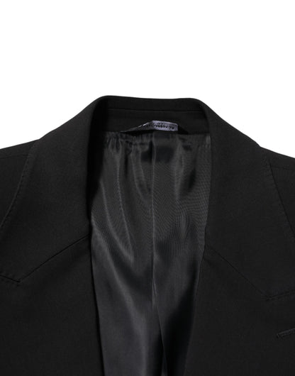 Black Cotton Single Breasted 2 Piece Suit