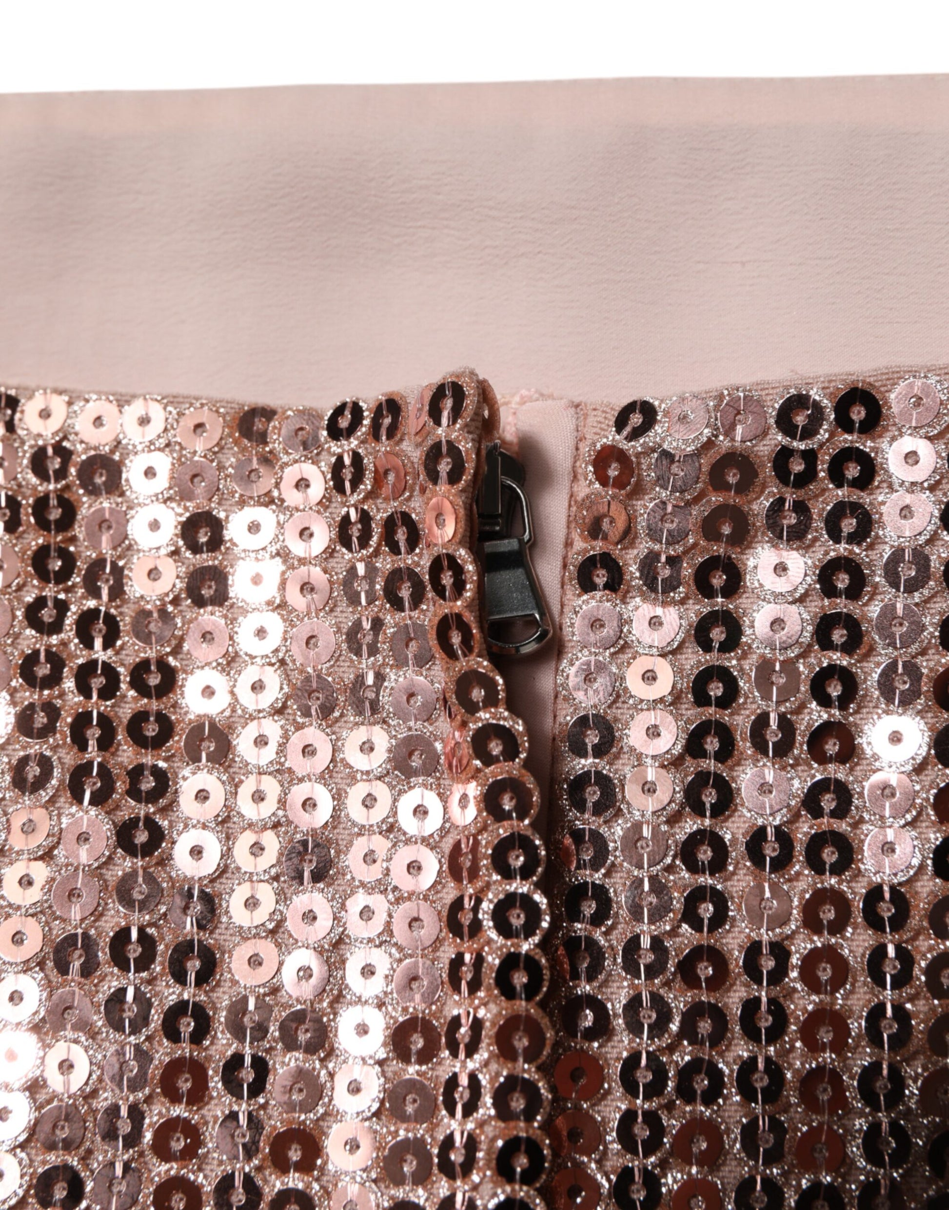 Pink Sequined Nylon Sleeveless Cropped Top