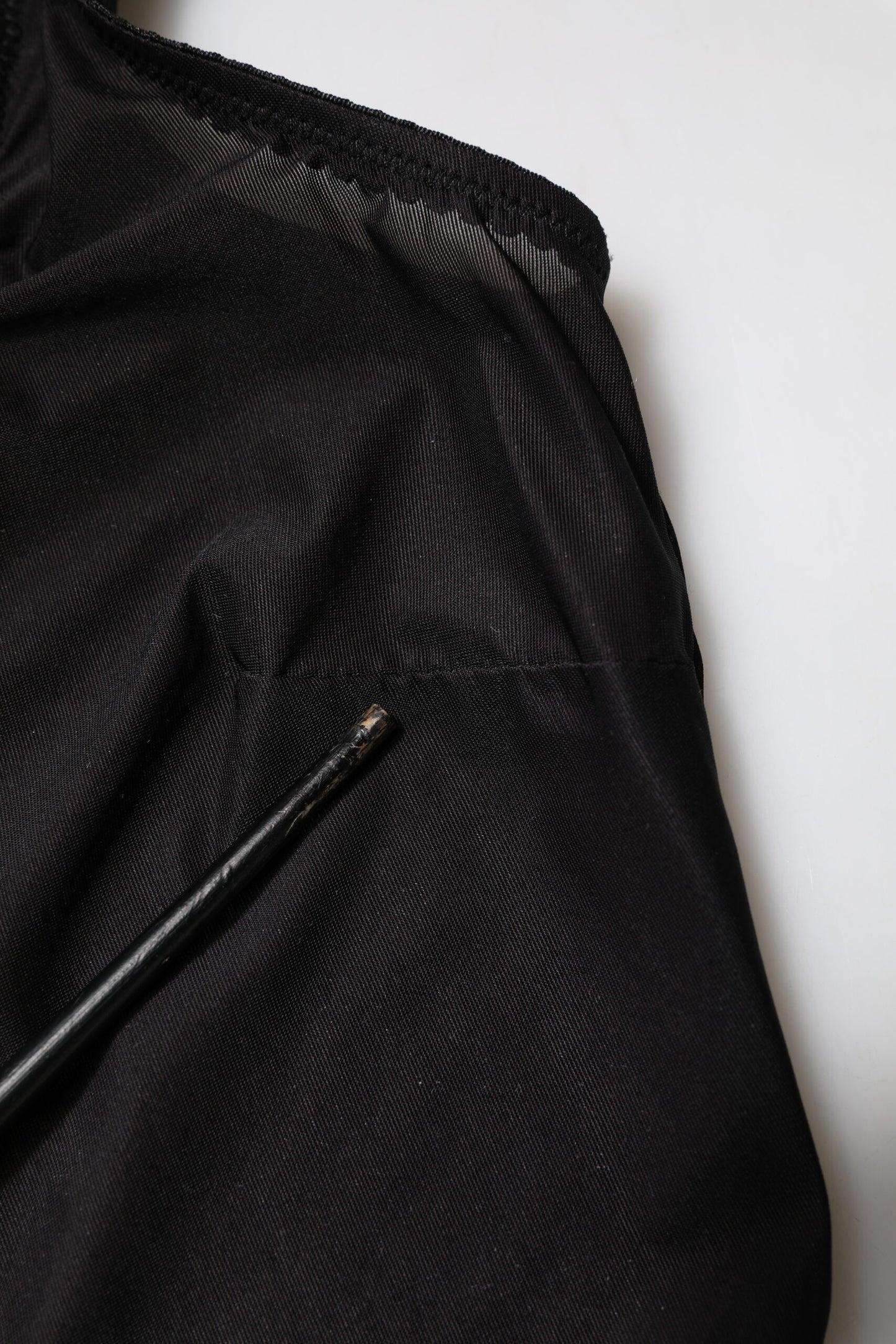 Black Nylon Sleeveless Round Neck Tank Top