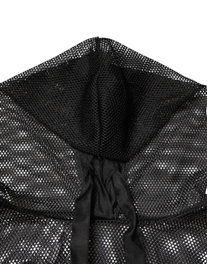 Black See Through Hooded Pullover Sweater