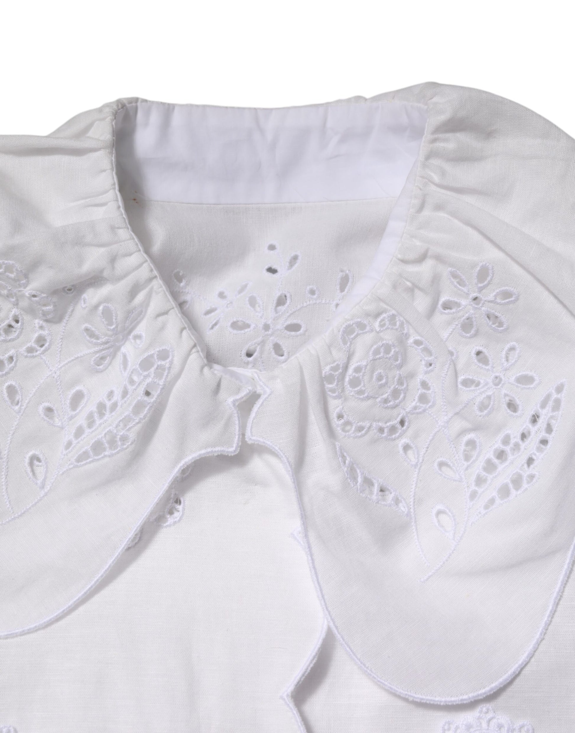 White Ruffled Lace Embellished Blouse Top
