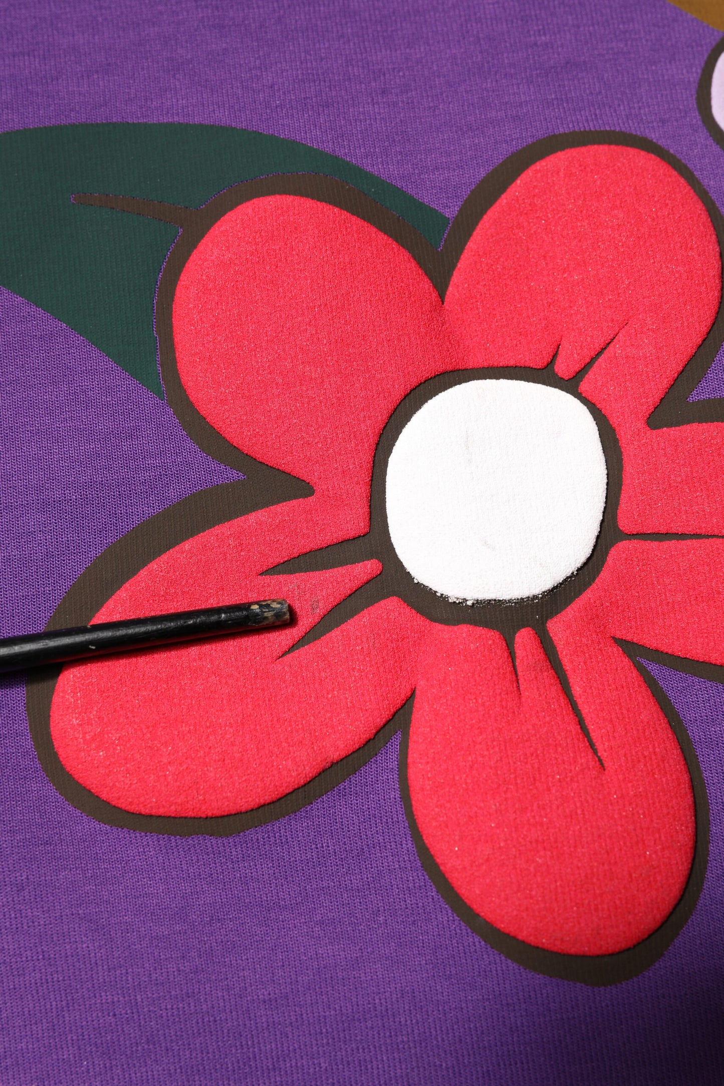 Purple Floral Print Cotton Long Sleeves Top