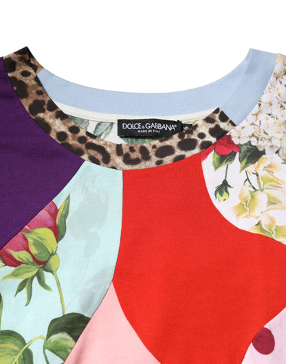 Multicolor Patchwork Cotton Silk Blouse Top