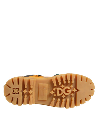 Orange Lace Up Trekking Ankle Boots Shoes