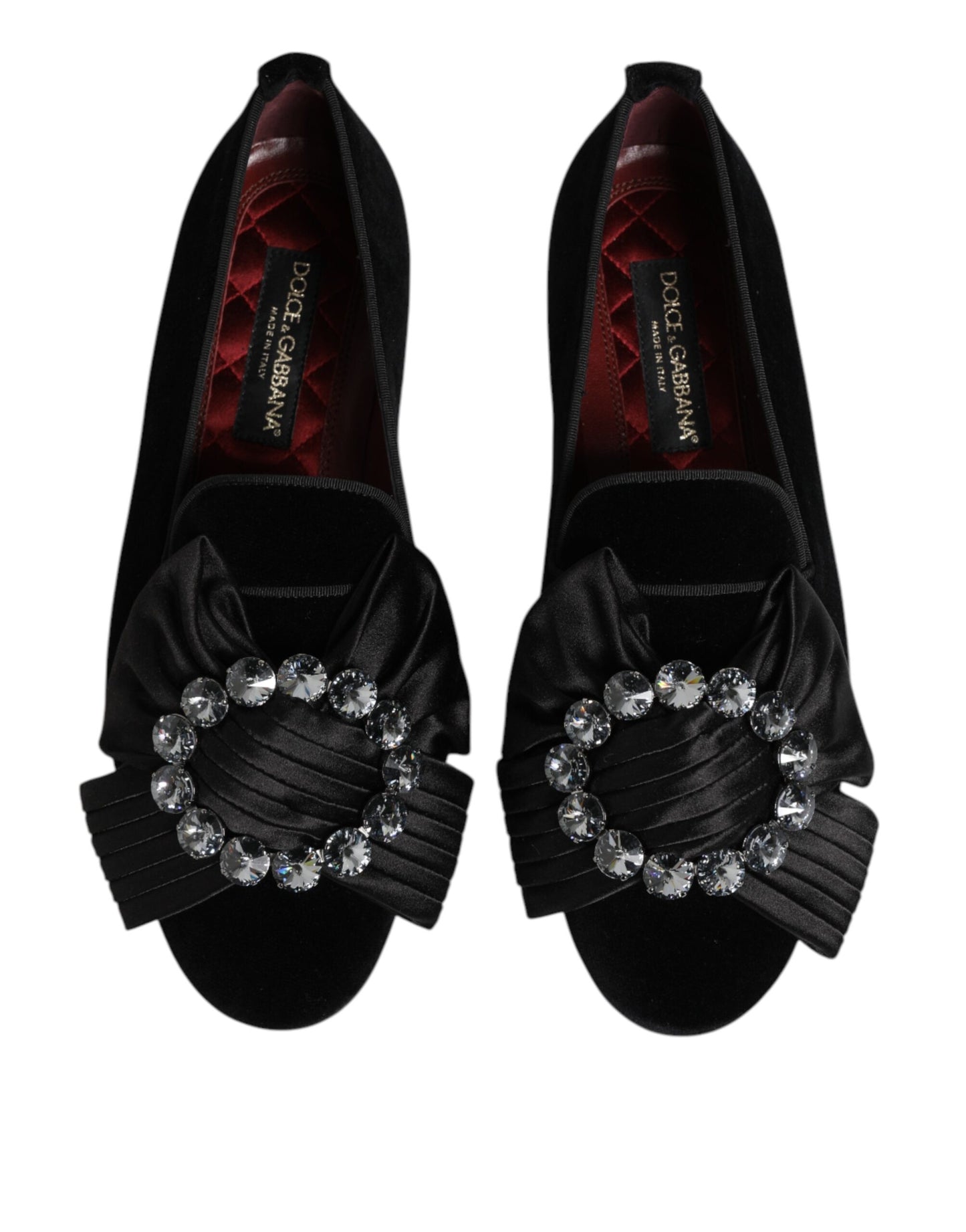Black VATICANO Crystal Ribbon Slip On Shoes