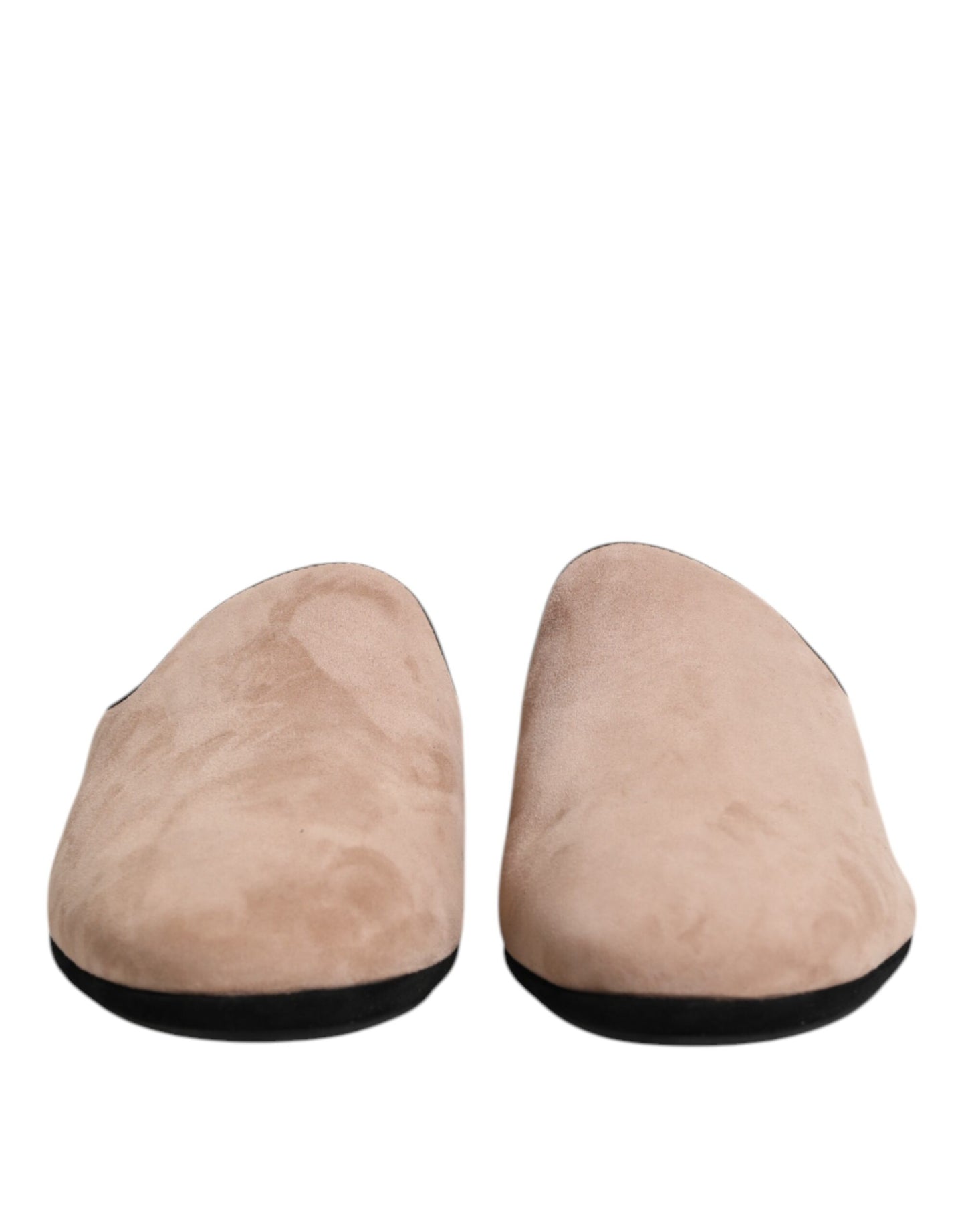 Beige Suede Leather Slides Flat Slipper Shoes