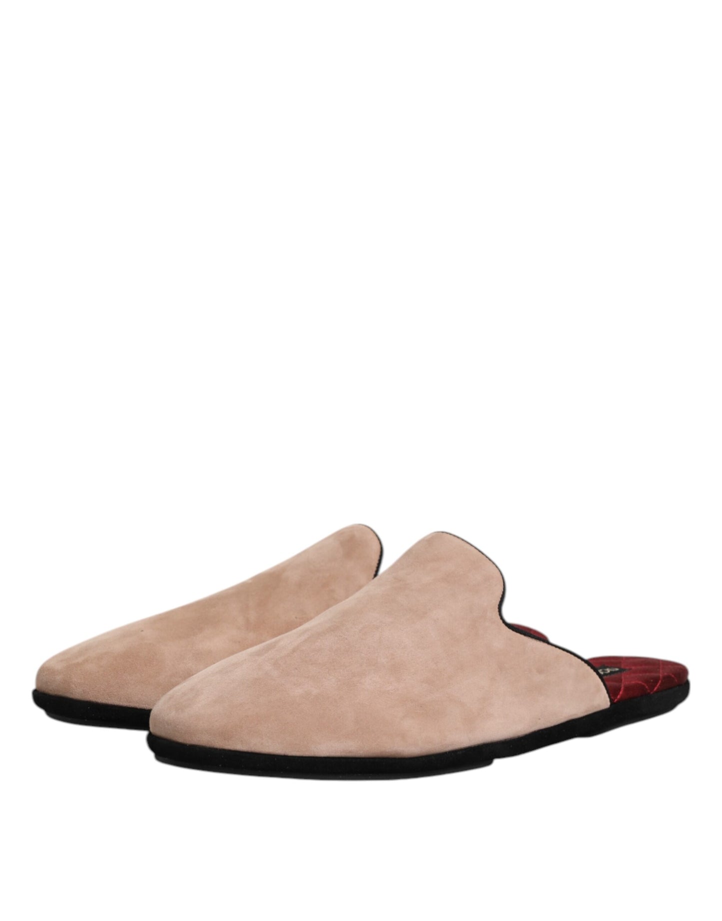 Beige Suede Leather Slides Flat Slipper Shoes