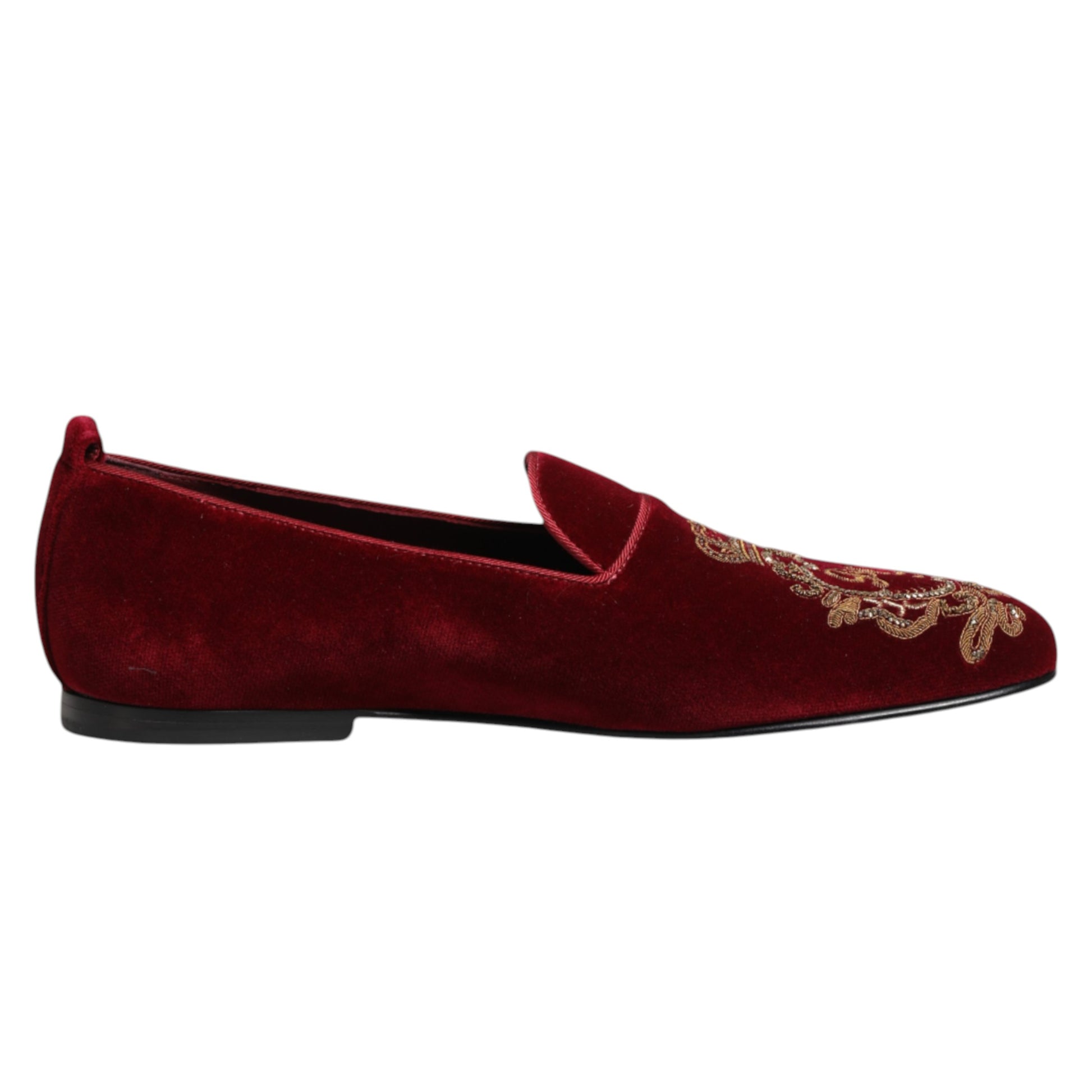 Red Velvet Gold Crown Mens Loafers Shoes