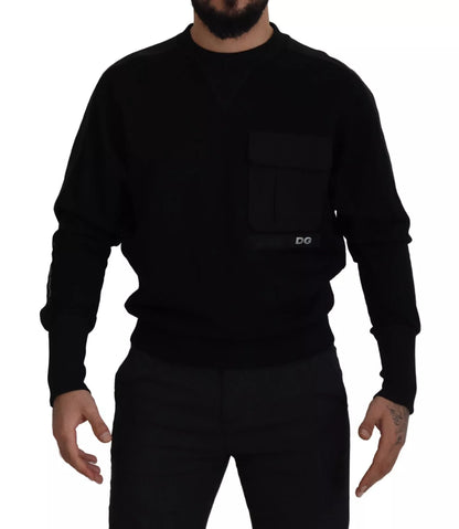 Black Cotton Crewneck Sweatshirt Sweater