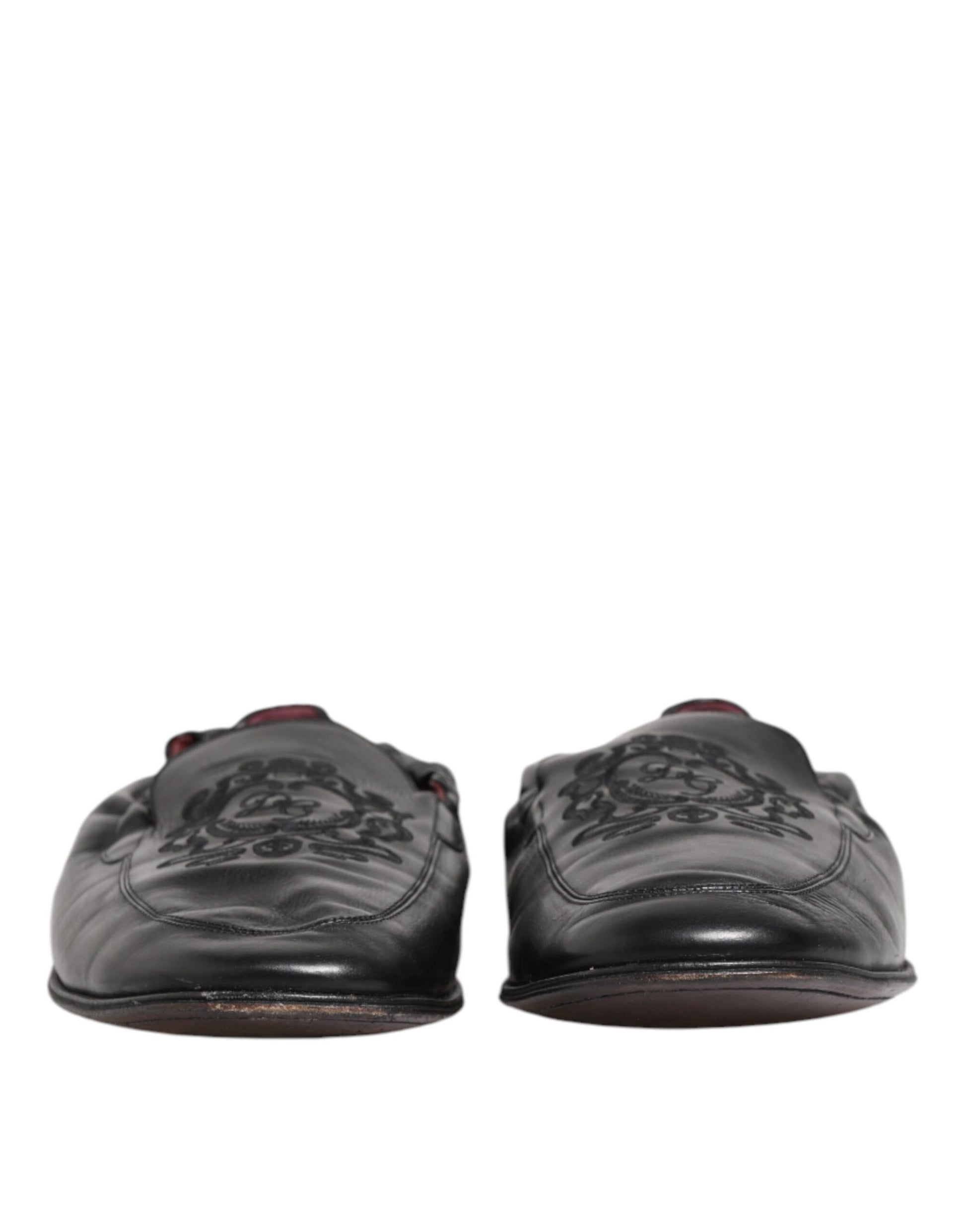 Black Leather Slip On Men Flat Loafers Shoes